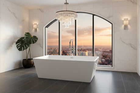 New England Home Goods Greg 71" Extra-Wide Acrylic Rectangular Freestanding Bathtub with Insulation