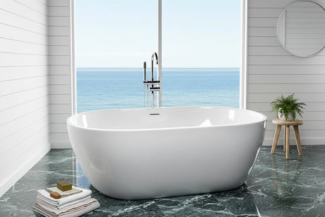 Harrison 71" Extra-Wide Acrylic Freestanding Soaking Tub – Insulated – White