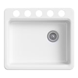 KOHLER K-5479-5U-7 Riverby Undermount Single-Bowl Kitchen Sink with 5 Oversized Faucet Holes, 25" x 22" x 5-7/8", Black Black