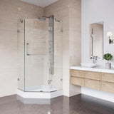 VIGO VG6062BNCL40W 40.25" -40.25"W -78.75"H Frameless Hinged Neo-angle Shower Enclosure with Clear 0.38" Tempered Glass Stainless Steel Hardware in Brushed Nickel Finish, Reversible Handle and Base