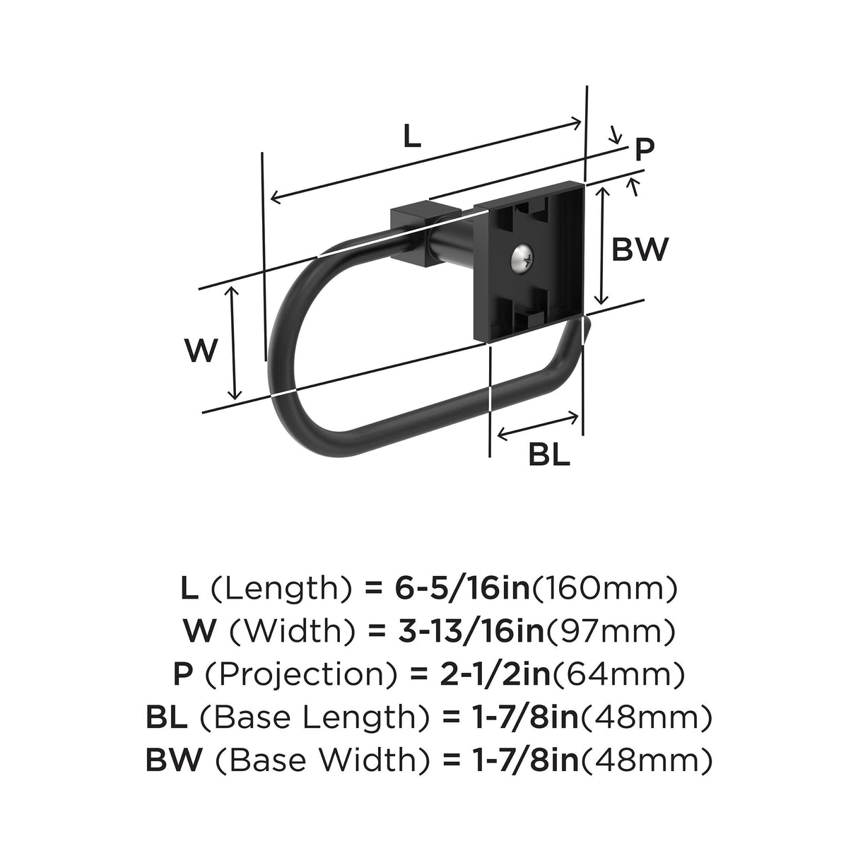 Amerock BH36071MB Matte Black Single Post Toilet Paper Holder 7-1/16 in. (179 mm) Length Toilet Tissue Holder Appoint Bath Tissue Holder Bathroom Hardware Bath Accessories