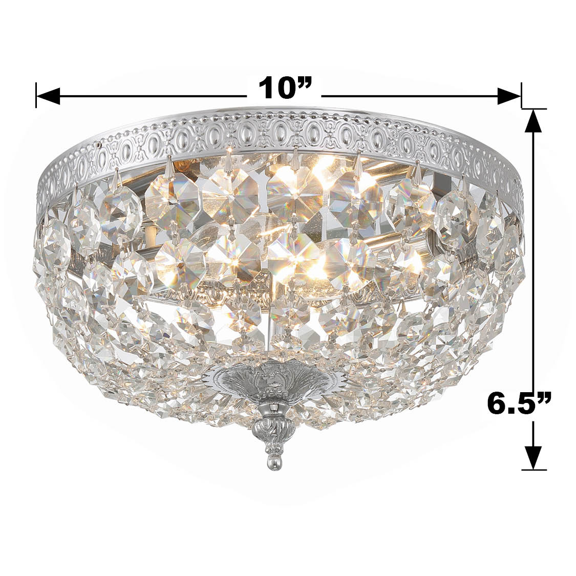 Crystorama 2 Light Hand Cut Crystal Polished Chrome Flush Mount 710-CH-CL-MWP