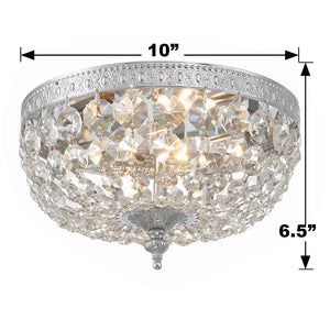 Crystorama 2 Light Hand Cut Crystal Polished Chrome Flush Mount 710-CH-CL-MWP