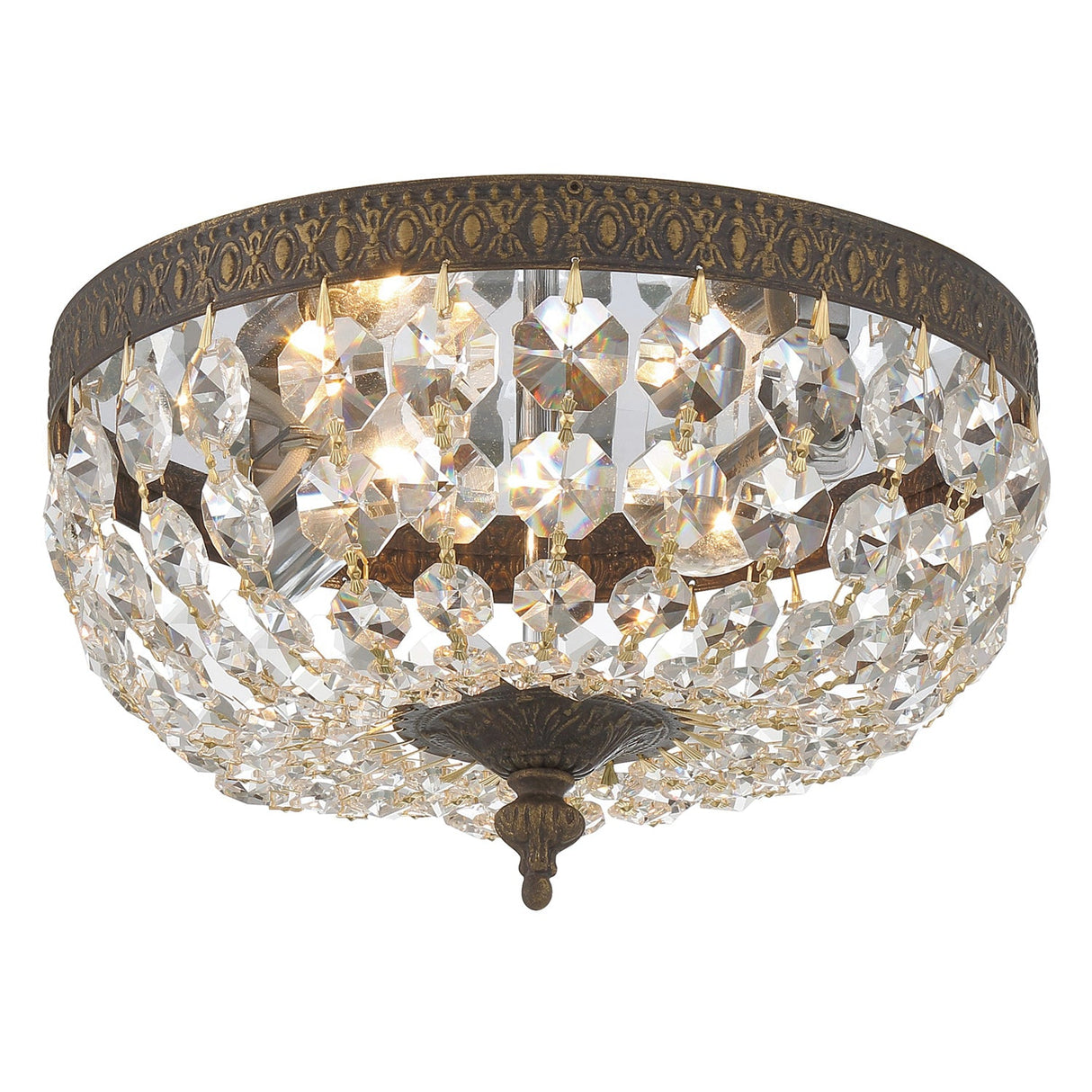 Crystorama 2 Light Clear Italian Crystal English Bronze Flush Mount 710-EB-CL-I