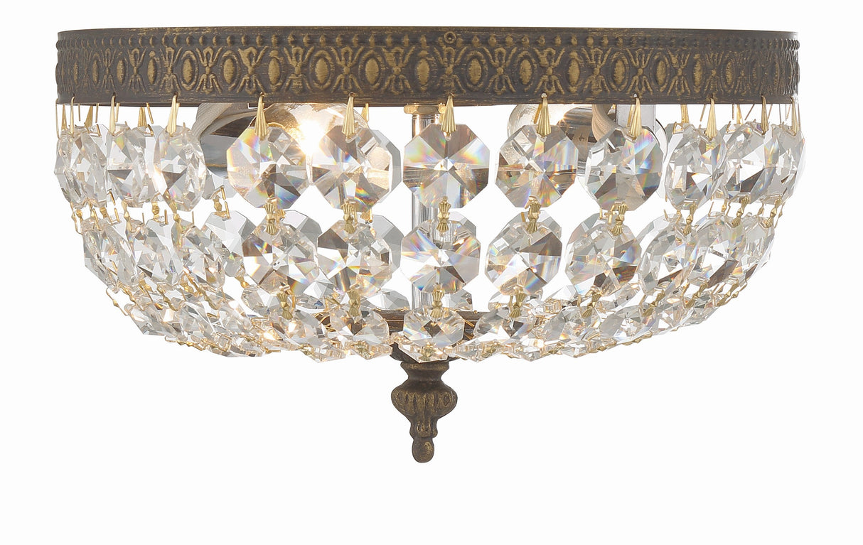 Crystorama 2 Light Hand Cut Crystal Polished Chrome Flush Mount 710-CH-CL-MWP