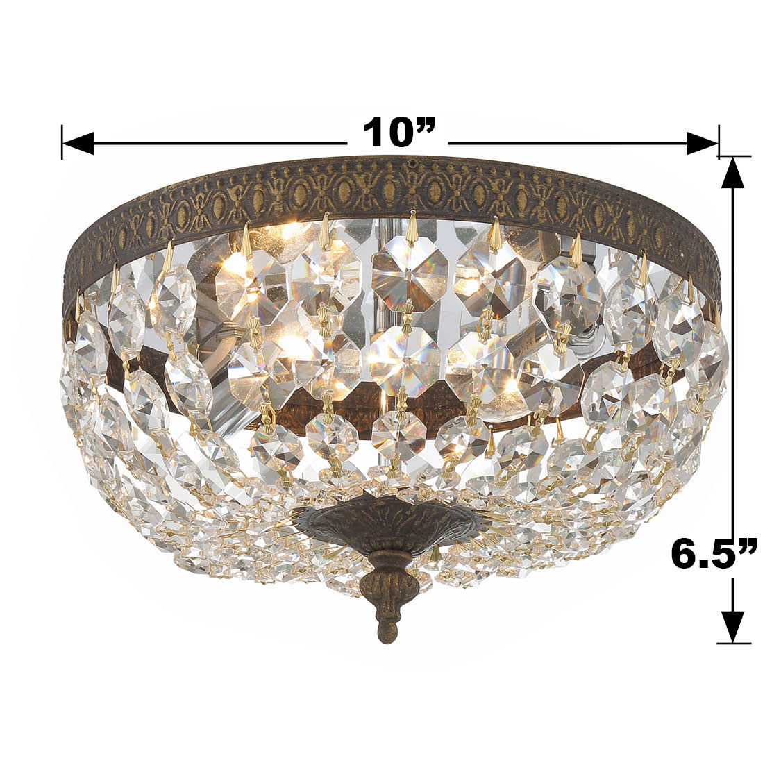Crystorama 2 Light Hand Cut Crystal Polished Chrome Flush Mount 710-CH-CL-MWP