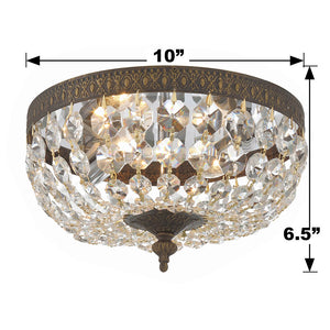 Crystorama 2 Light Hand Cut Crystal Polished Chrome Flush Mount 710-CH-CL-MWP