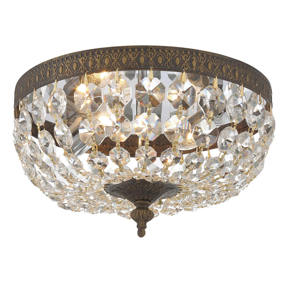 Crystorama 2 Light Spectra Crystal English Bronze Flush Mount 710-EB-CL-SAQ