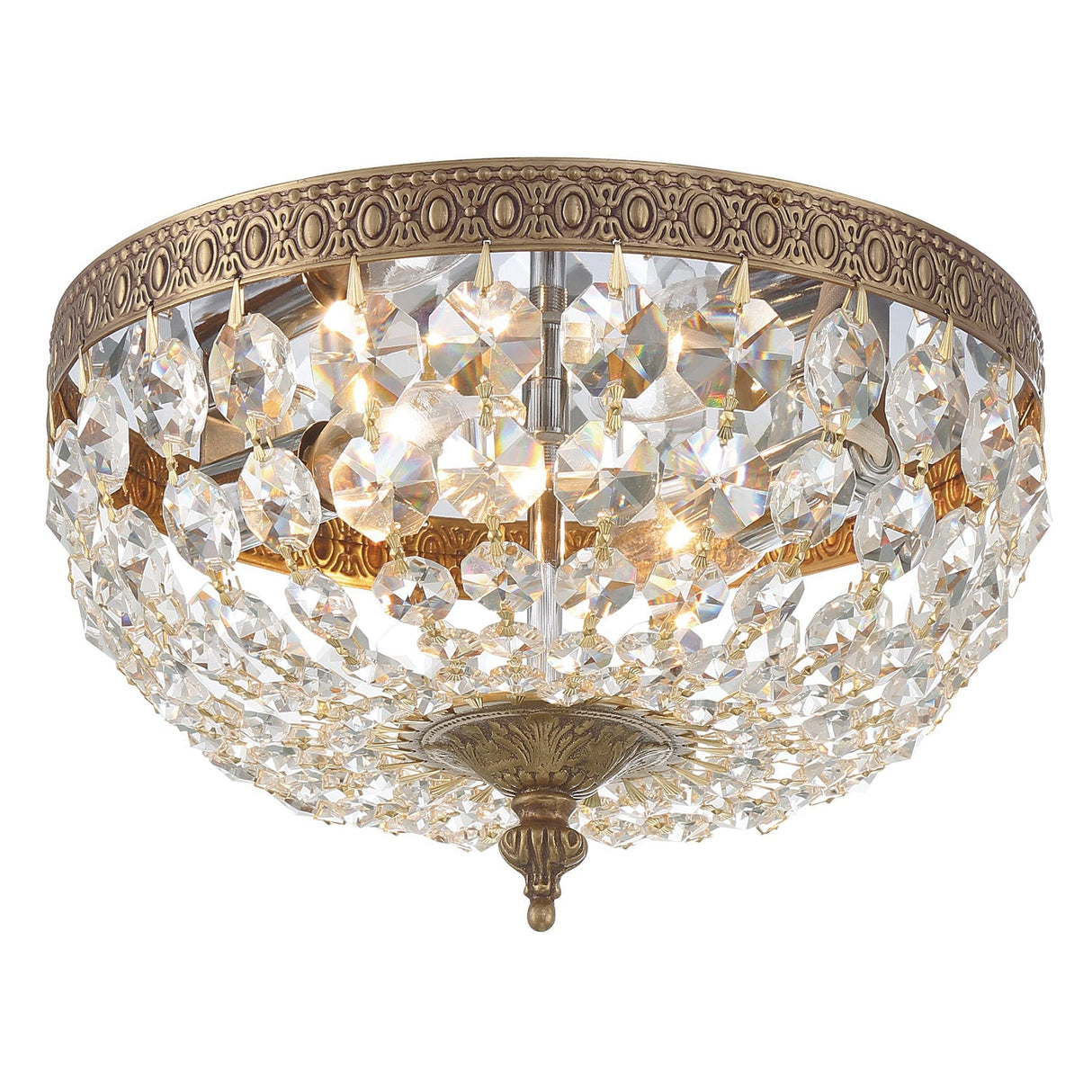 Crystorama 2 Light Clear Italian Crystal Olde Brass Flush Mount 710-OB-CL-I