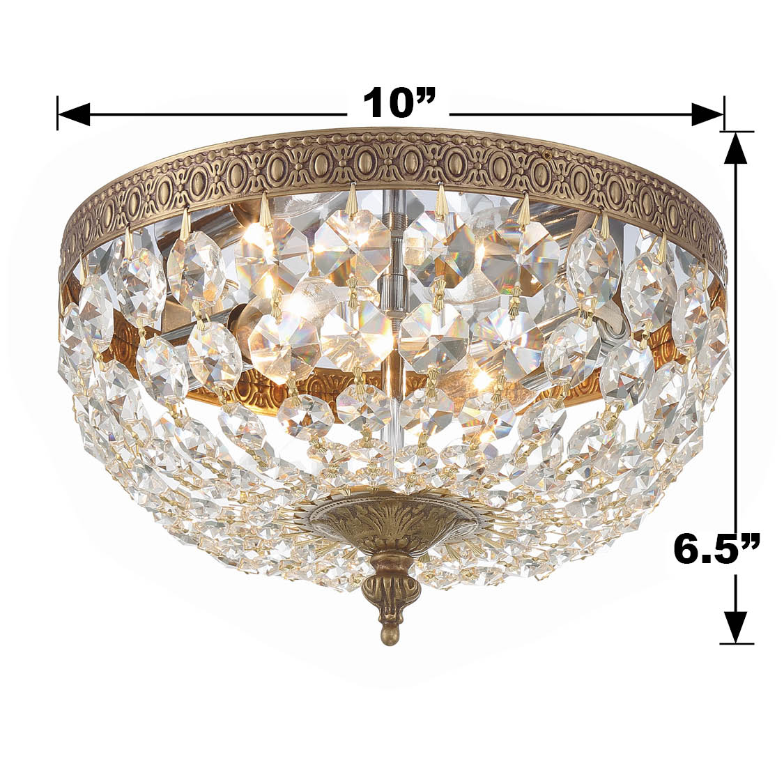 Crystorama 2 Light Hand Cut Crystal Polished Chrome Flush Mount 710-CH-CL-MWP