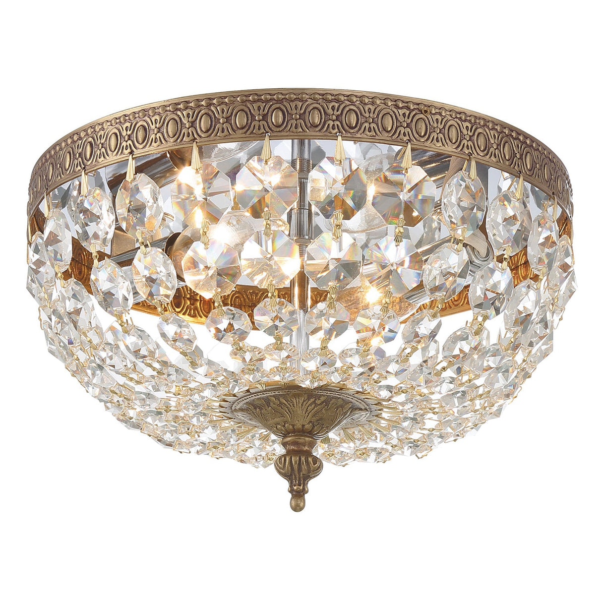 Crystorama 2 Light Spectra Crystal Olde Brass Flush Mount 710-OB-CL-SAQ