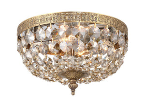 Crystorama 2 Light Golden Teak Crystal Olde Brass Flush Mount 710-OB-GT-MWP