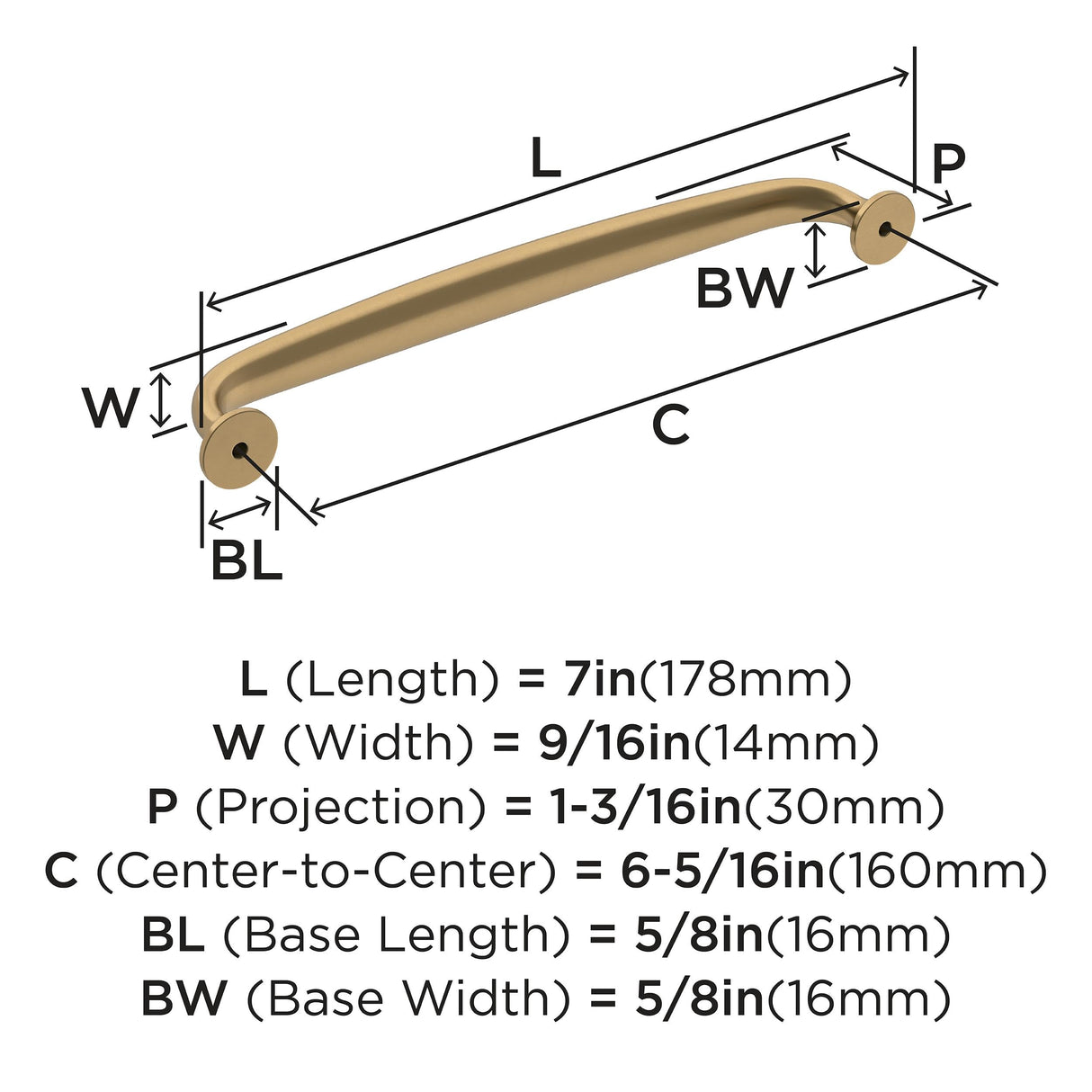 Amerock Cabinet Pull Champagne Bronze 6-5/16 inch (160 mm) Center-to-Center Renown 1 Pack Drawer Pull Cabinet Handle Cabinet Hardware