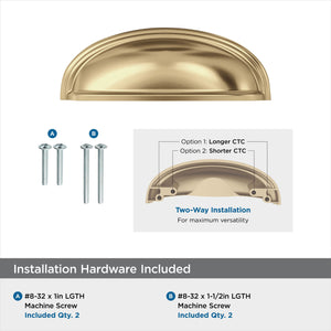 Amerock Cabinet Cup Pull Champagne Bronze 3 in. (76 mm) & 4 in. (102 mm) Center-to-Center Drawer Pull Ashby Kitchen and Bath Hardware Furniture Hardware