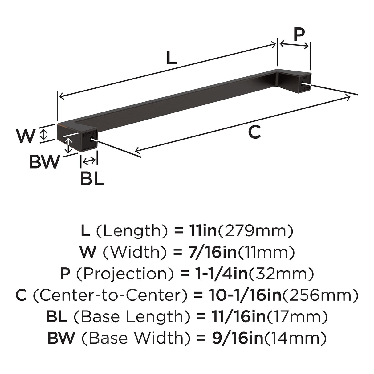 Amerock BP55283ORB Oil Rubbed Bronze Cabinet Pull 10-1/16 in (256 mm) Center-to-Center Cabinet Handle Blackrock Drawer Pull Kitchen Cabinet Handle Furniture Hardware