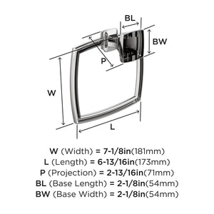 Amerock BH3603226 Chrome Towel Ring 6-13/16 in (173 mm) Length Towel Holder Revitalize Hand Towel Holder for Bathroom Wall Small Kitchen Towel Holder Bath Accessories