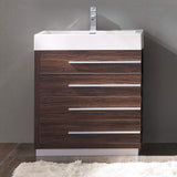 Fresca FCB8030BW-I Fresca Livello 30" Black Modern Bathroom Cabinet w/ Integrated Sink