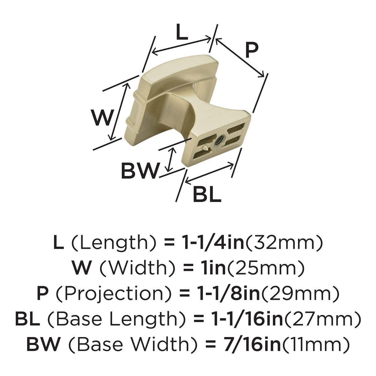Amerock Cabinet Knob Golden Champagne 1-1/4 inch (32 mm) Length Davenport 1 Pack Drawer Knob Cabinet Hardware
