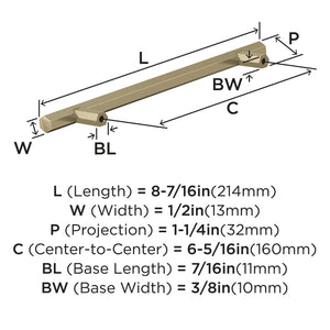 Amerock Cabinet Pull Golden Champagne 6-5/16 in (160 mm) Center-to-Center Drawer Pull Caliber Kitchen and Bath Hardware Furniture Hardware