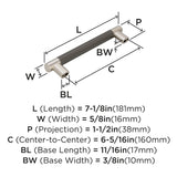 Amerock Cabinet Pull Polished Nickel/Gunmetal 6-5/16 inch (160 mm) Center to Center Esquire 1 Pack Drawer Pull Drawer Handle Cabinet Hardware