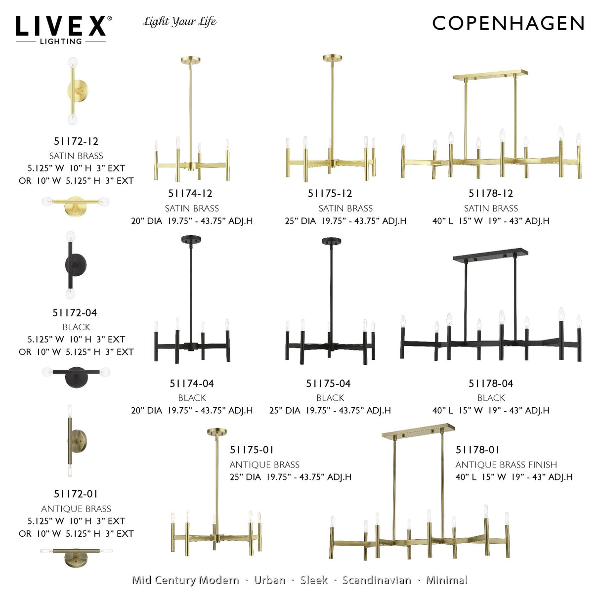 Livex Lighting 51172-04 Copenhagen Collection 2 Light ADA Sconce, Black