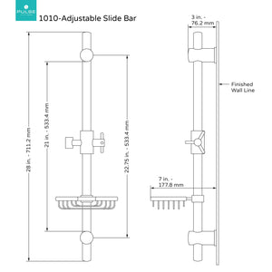 PULSE ShowerSpas 1010-CH Adjustable Slide Bar for Hand Shower with Wire Basket Soap Dish, Polished Chrome