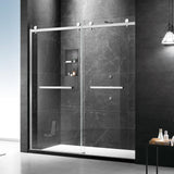 Milano Double Sliding Shower Door, 60 in.W x 74 in.H Framed Shower Door 5/16"(8mm) Clear Tempered Glass, 18 inch Pull Handle, Stainless Steel Hardware, Matte Black Finished