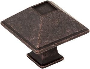 Jeffrey Alexander 602S-DMAC 1-1/4" Overall Length Distressed Oil Rubbed Bronze Square Tahoe Cabinet Knob