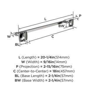 Amerock BH3609326 Chrome Towel Bar 18 in (457 mm) Towel Rack Stature Bathroom Towel Holder Bathroom Hardware Bath Accessories