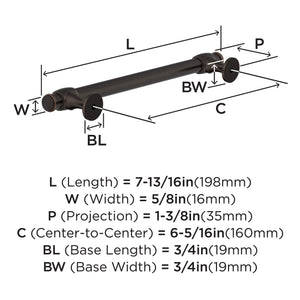 Amerock BP36771ORB Oil Rubbed Bronze Cabinet Pull 6-5/16 in (160 mm) Center-to-Center Cabinet Handle Winsome Drawer Pull Kitchen Cabinet Handle Furniture Hardware