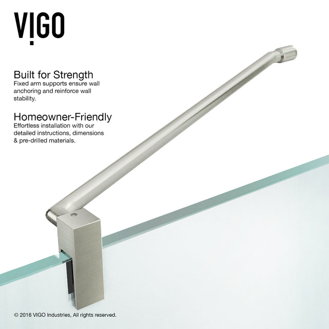 VIGO 36 in. x 48 in. x 79 in. Monteray Frameless Hinged Rectangle Shower Enclosure with Clear 0.38" Tempered Glass and Hardware in Brushed Nickel Finish with Left Handle and Base - VG6011BNCL36WR