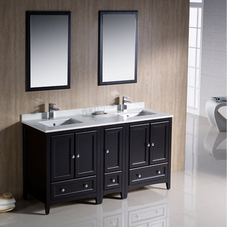 Fresca FVN20-241224ES Fresca Oxford 60" Espresso Traditional Double Sink Bathroom Vanity