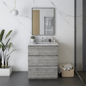 Fresca FVN3130ASH-FC Fresca Formosa 30" Floor Standing Modern Bathroom Vanity w/ Mirror in Ash