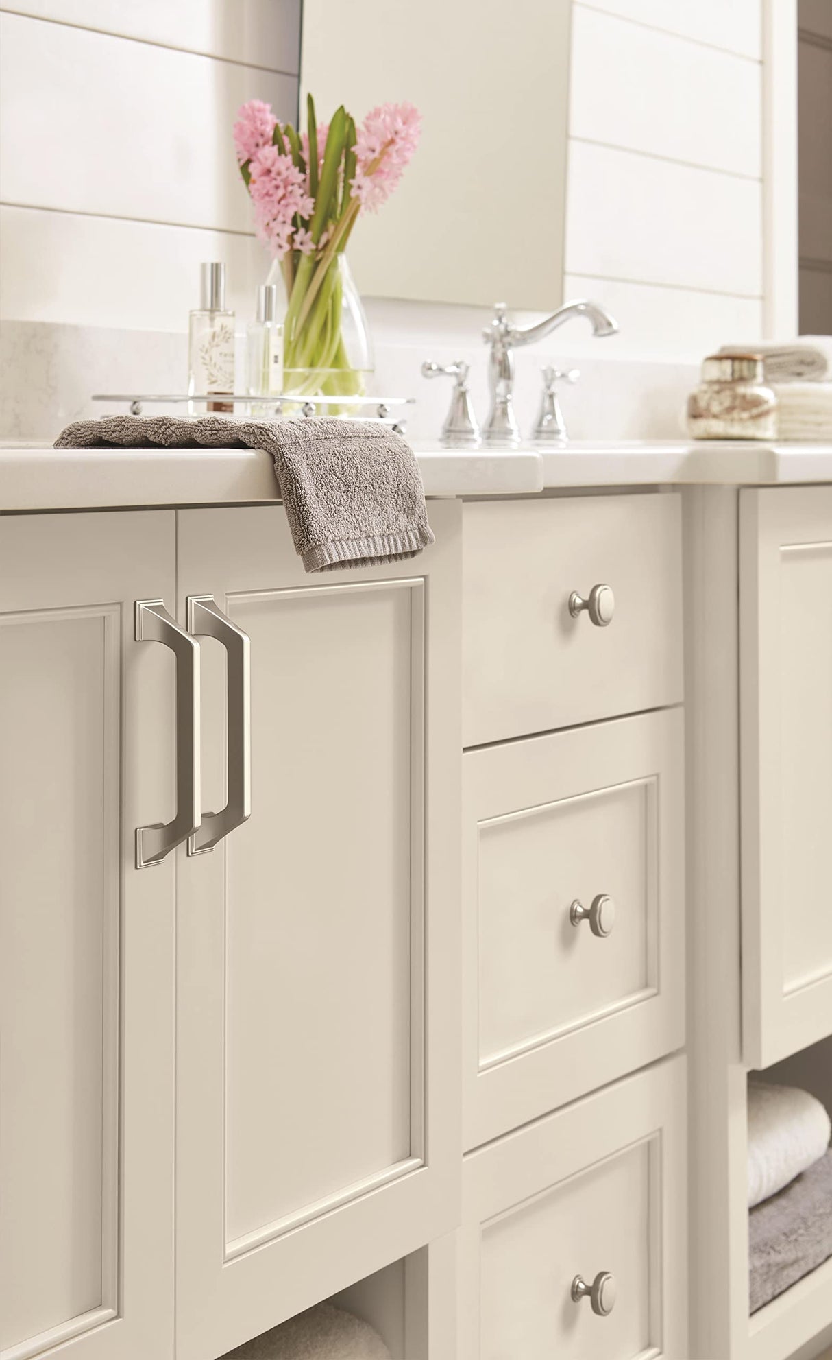 Amerock Cabinet Pull Satin Nickel 5-1/16 inch (128 mm) Center-to-Center Exceed 1 Pack Drawer Pull Cabinet Handle Cabinet Hardware