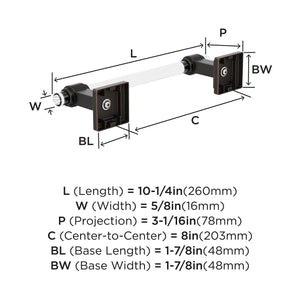 Amerock BH36065CORB Clear/Oil-Rubbed Bronze Towel Bar 8 in. (203 mm) Towel Rack Glacio Bathroom Towel Holder Bathroom Hardware Bath Accessories