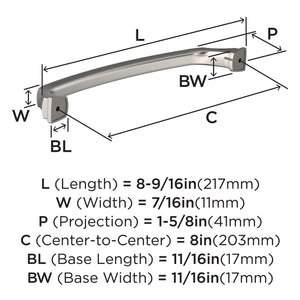 Amerock BP55351PN Polished Nickel Cabinet Pull 8 in (203 mm) Center-to-Center Cabinet Handle Revitalize Drawer Pull Kitchen Cabinet Handle Furniture Hardware