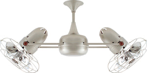 Matthews Fan DD-BN-MTL-DAMP Duplo Dinamico 360” rotational dual head ceiling fan in Brushed Nickel finish with metal blades for damp locations.