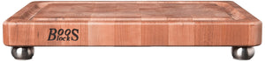 John Boos CHY-1812175-SSF Block Cherry Wood End Grain Butcher Cutting Board with Juice Groove and Stainless Steel Feet, 18 Inches x 12 1.75 18X12X1.75 CHY-END GR-NON REV-GRV-