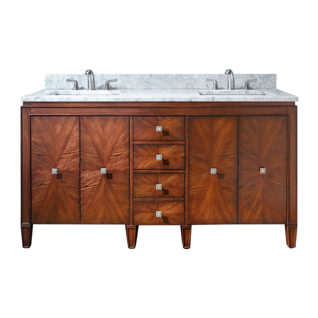 Avanity Brentwood 61 in. Double Vanity in New Walnut finish with Carrara White Marble Top