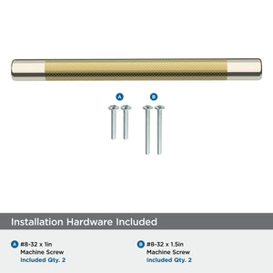 Amerock Cabinet Pull Polished Nickel/Golden Champagne 6-5/16 inch (160 mm) Center-to-Center Esquire 1 Pack Drawer Pull Drawer Handle Cabinet Hardware
