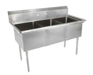 John Boos E3S8-1014-10 E Series Stainless Steel Sink, Multi-Bowl, 3 Compartment, 35