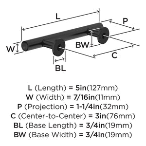 Amerock BP37390FB Matte Black Cabinet Pull 3 in (76 mm) Center-to-Center Cabinet Handle Radius Drawer Pull Kitchen Cabinet Handle Furniture Hardware