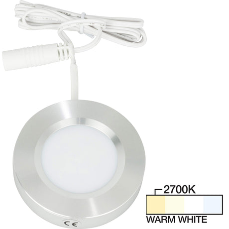 Task Lighting L-PS-FR-3BA-27 180 Lumen Pearl Series Puck Light, Brushed Aluminum 2700K Warm White