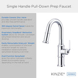 Gerber D150537BB Brushed Bronze Kinzie Single Handle Pull-down Prep Faucet
