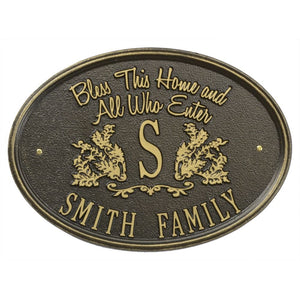 Whitehall 2823OG - Bless This Home Monogram Oval Plaque, Standard Wall 1-line
