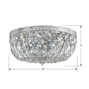 Crystorama 3 Light Hand Cut Crystal Polished Chrome Flush Mount 712-CH-CL-MWP