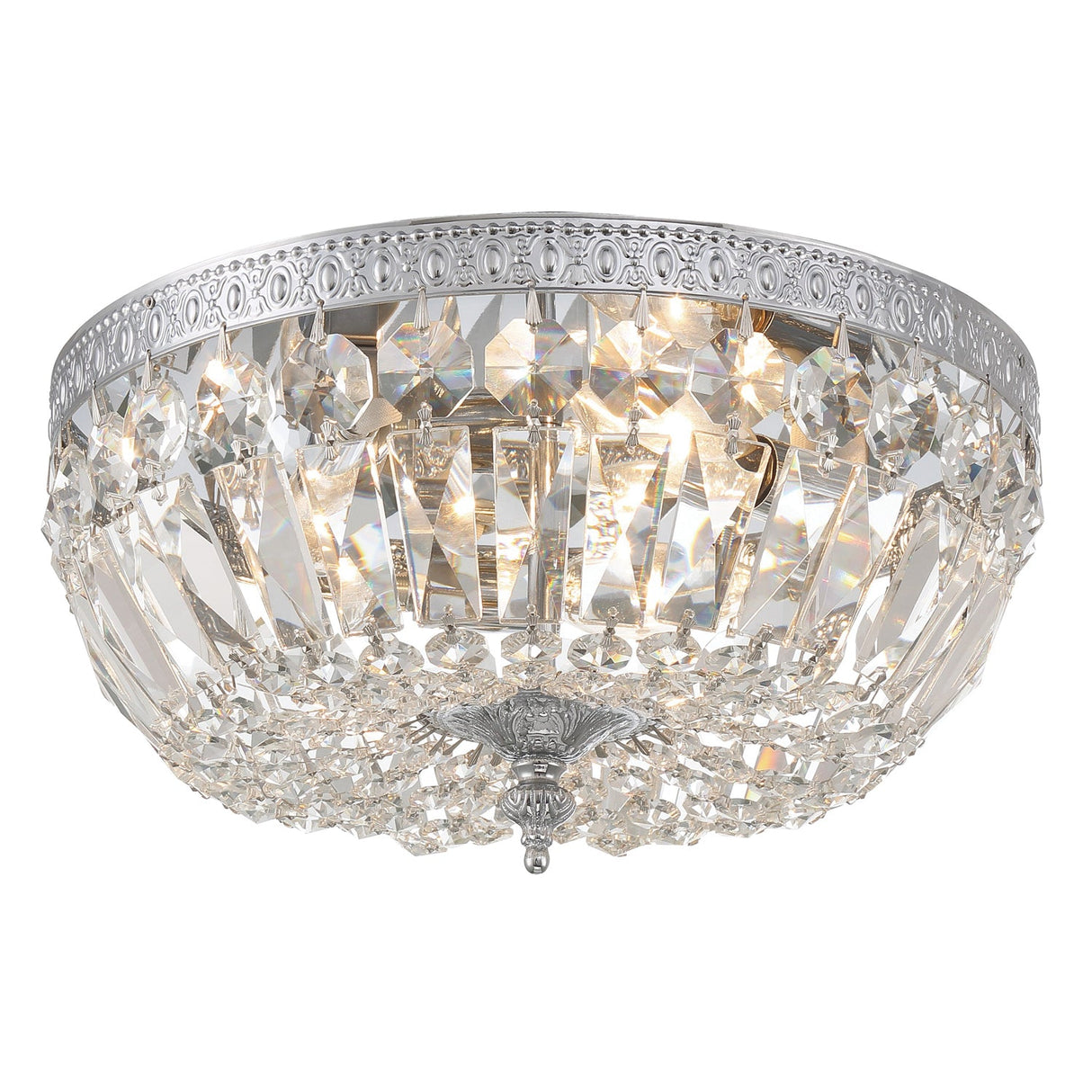 Crystorama 3 Light Clear Italian Crystal Polished Chrome Flush Mount 712-CH-CL-I