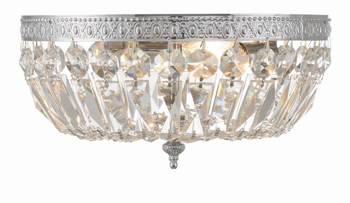 Crystorama 3 Light Clear Italian Crystal Polished Chrome Flush Mount 712-CH-CL-I