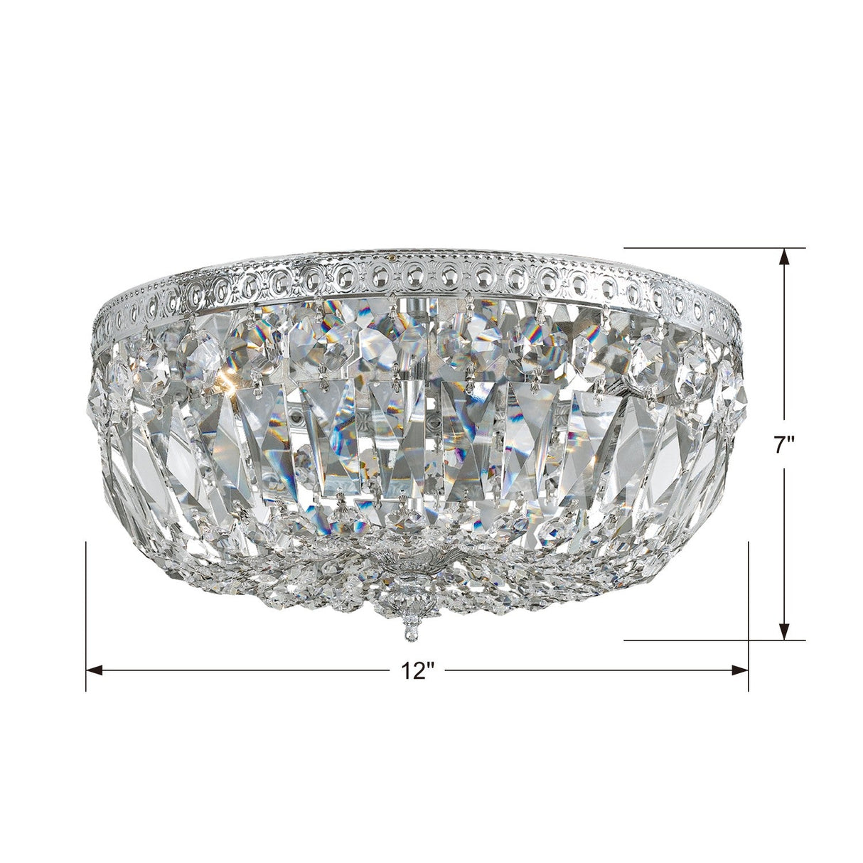 Crystorama 3 Light Clear Italian Crystal Polished Chrome Flush Mount 712-CH-CL-I