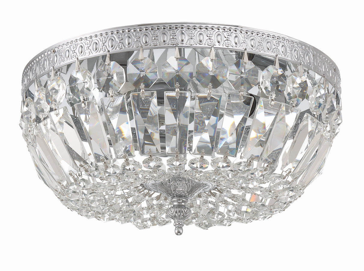 Crystorama 3 Light Clear Italian Crystal Polished Chrome Flush Mount 712-CH-CL-I